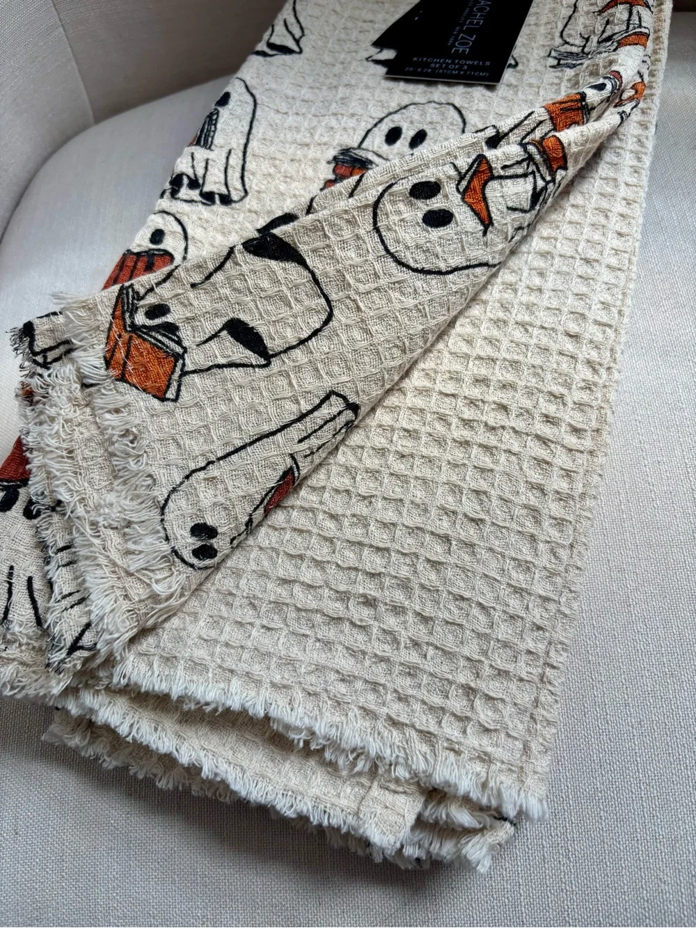 Rachel Zoe Ghosts Reading Books Kitchen Towel Set